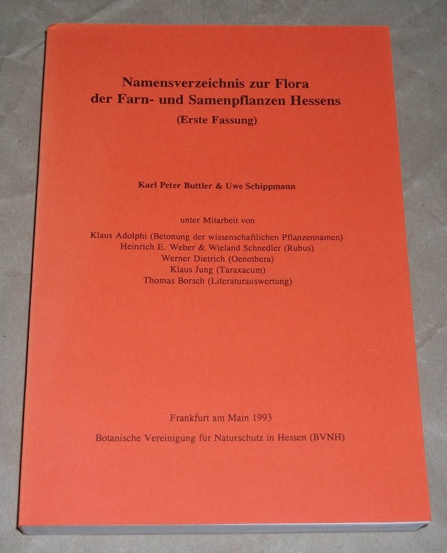 Buttler, Namensverzeichnis zur Flora der Farn- und Samenpflanzen Hessens