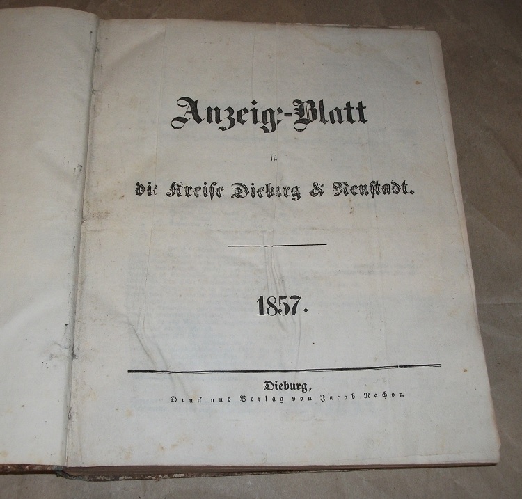 Anzeige-Blatt für die Kreise Dieburg und Neustadt 1857 / Amts-Blatt des Großherz