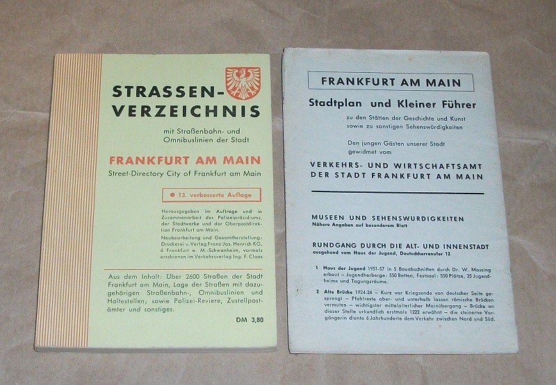 Strassen-Verzeichnis m. Strassenbahn- u. Omnibuslinien der Stadt Frankfurt a. M.