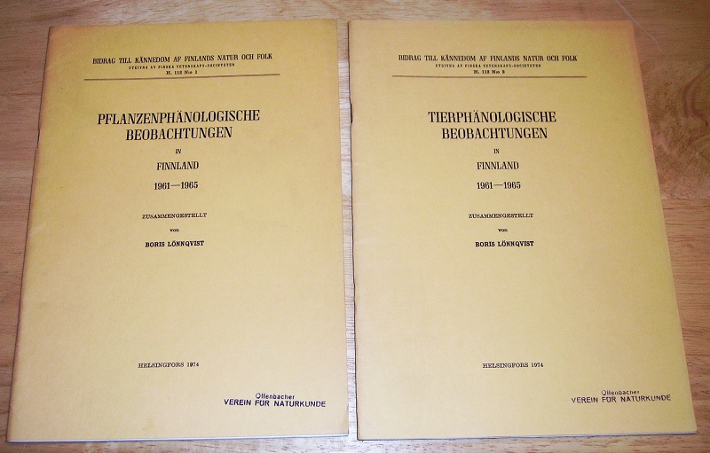 Lönnqvist, Pflanzenphänologische Beobachtungen in Finnland 1961 - 1965.