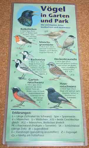 Bestimmungstafel, zusammengeklappt ca. 21 x 10 cm.